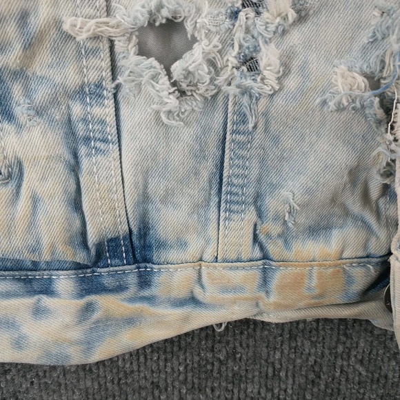 Southpole Men's Distressed Denim Jacket Blue M Button Front Acid Wash - Picture 12 of 16